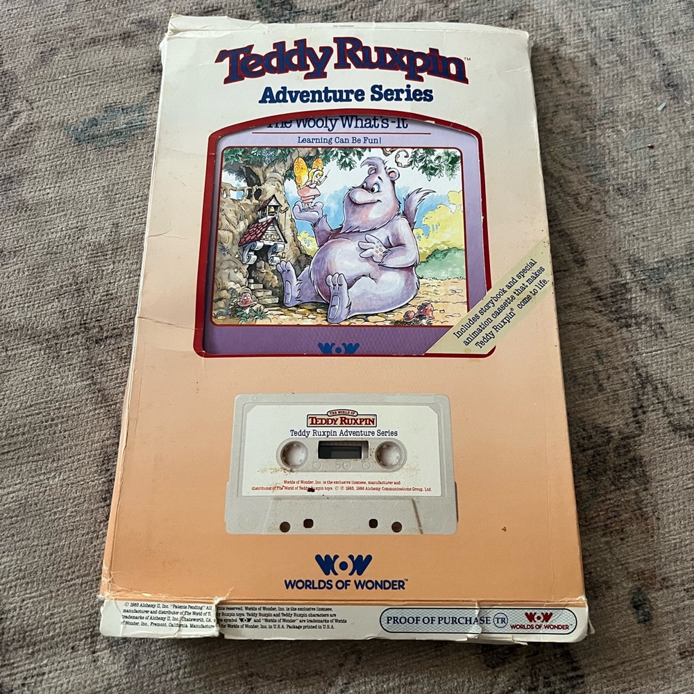Teddy RuxpinTHE WOOLY WHAT'S-IT Book CassetteTape INBOX Worlds of Wonder-Vintage